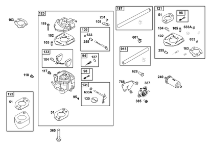 Carburetor And Fuel Supply Group Diagram and Parts List for 356447-0668-B5 200000 - 399999 Briggs and Stratton Engine